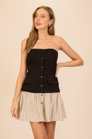 Contrast Strapless Dress