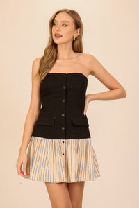 Contrast Strapless Dress