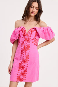 Embroidered Detail Mini Dress