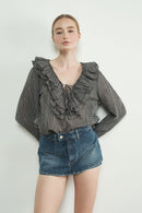 V-Neck Ruffled Blouse