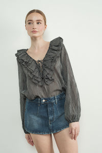 V-Neck Ruffled Blouse