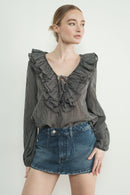 V-Neck Ruffled Blouse