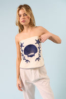 Linen Embroidered Tube Top