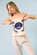 Linen Embroidered Tube Top