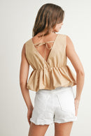 V-Neck Peplum Tank