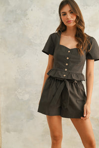 Peplum Button Front Blouse