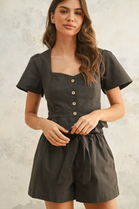 Peplum Button Front Blouse