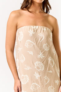 Strapless Shell Print Maxi Dress