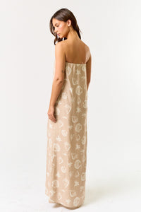 Strapless Shell Print Maxi Dress