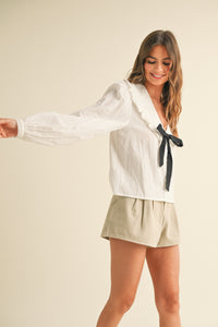 Textured Tie-Front Blouse