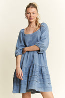 Denim Square Neck Dress