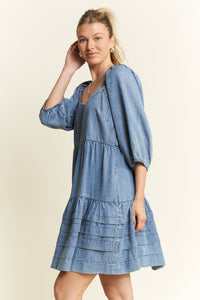 Denim Square Neck Dress