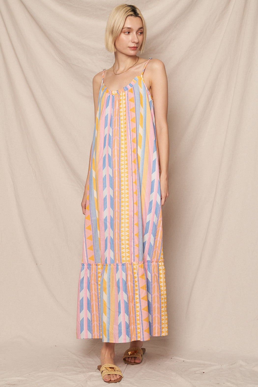 Aztec Spaghetti Strap Maxi Dress