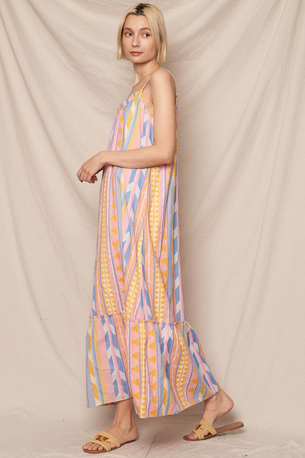 Aztec Spaghetti Strap Maxi Dress