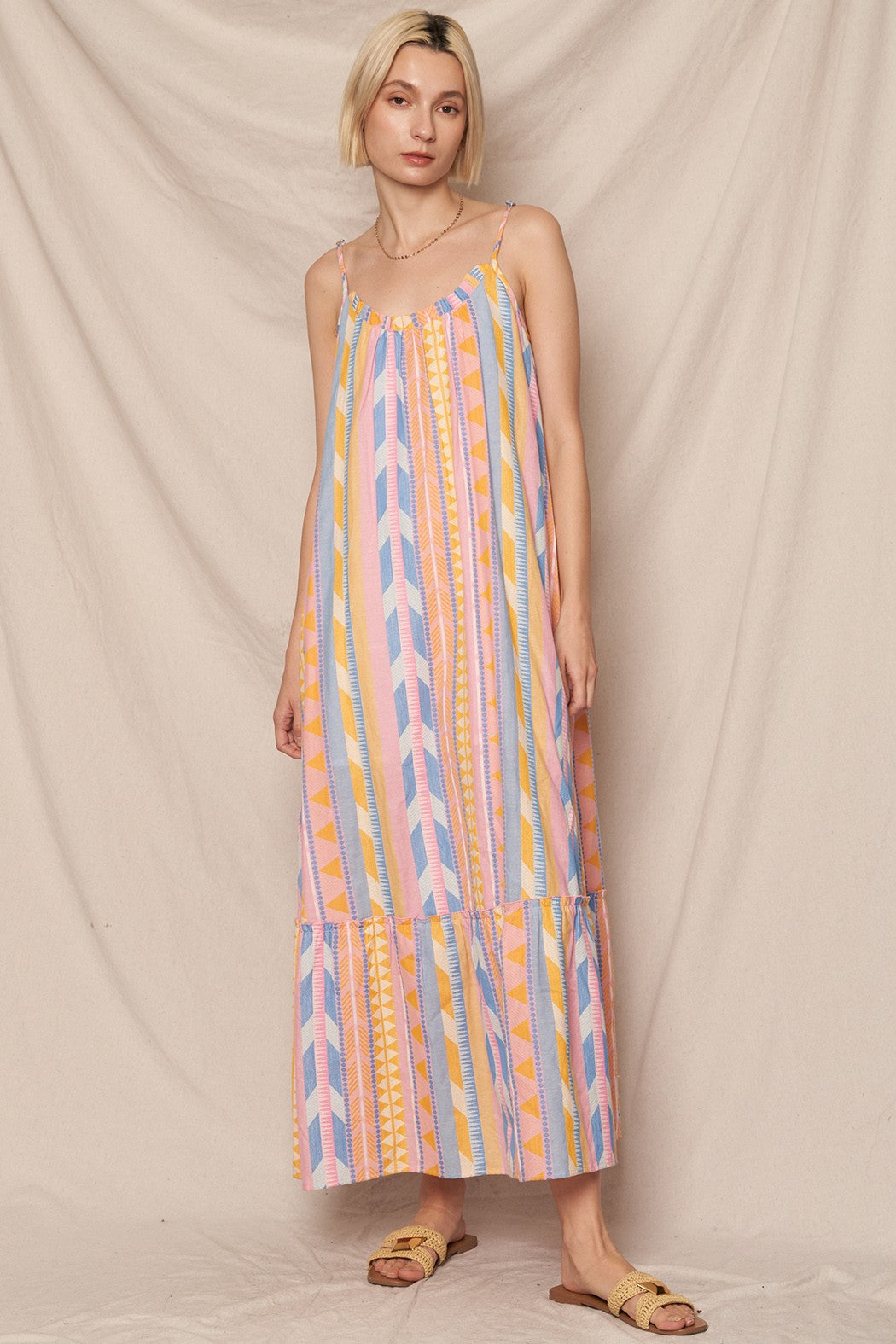 Aztec Spaghetti Strap Maxi Dress