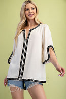 Contrast Piping Blouse