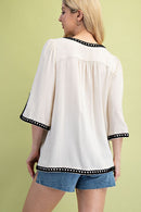 Contrast Piping Blouse