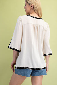 Contrast Piping Blouse
