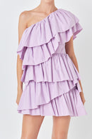 One Shoulder Ruffle Mini Dress