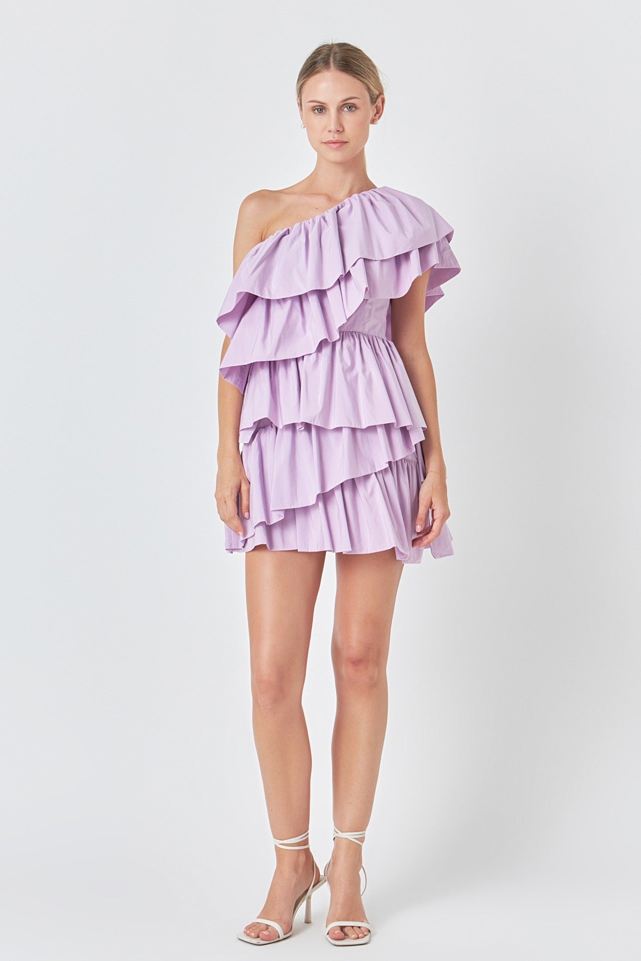 One Shoulder Ruffle Mini Dress