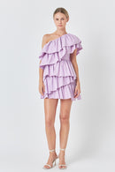 One Shoulder Ruffle Mini Dress