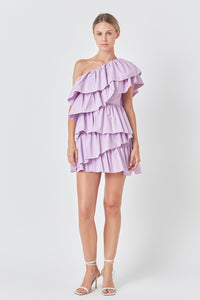 One Shoulder Ruffle Mini Dress