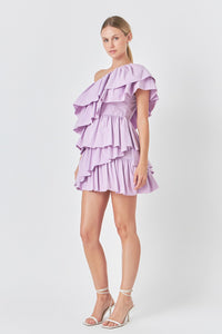 One Shoulder Ruffle Mini Dress