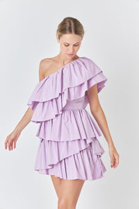 One Shoulder Ruffle Mini Dress