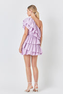 One Shoulder Ruffle Mini Dress