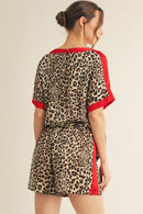 Red Striped Leopard Top/Short Set