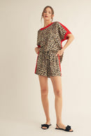 Red Striped Leopard Top/Short Set