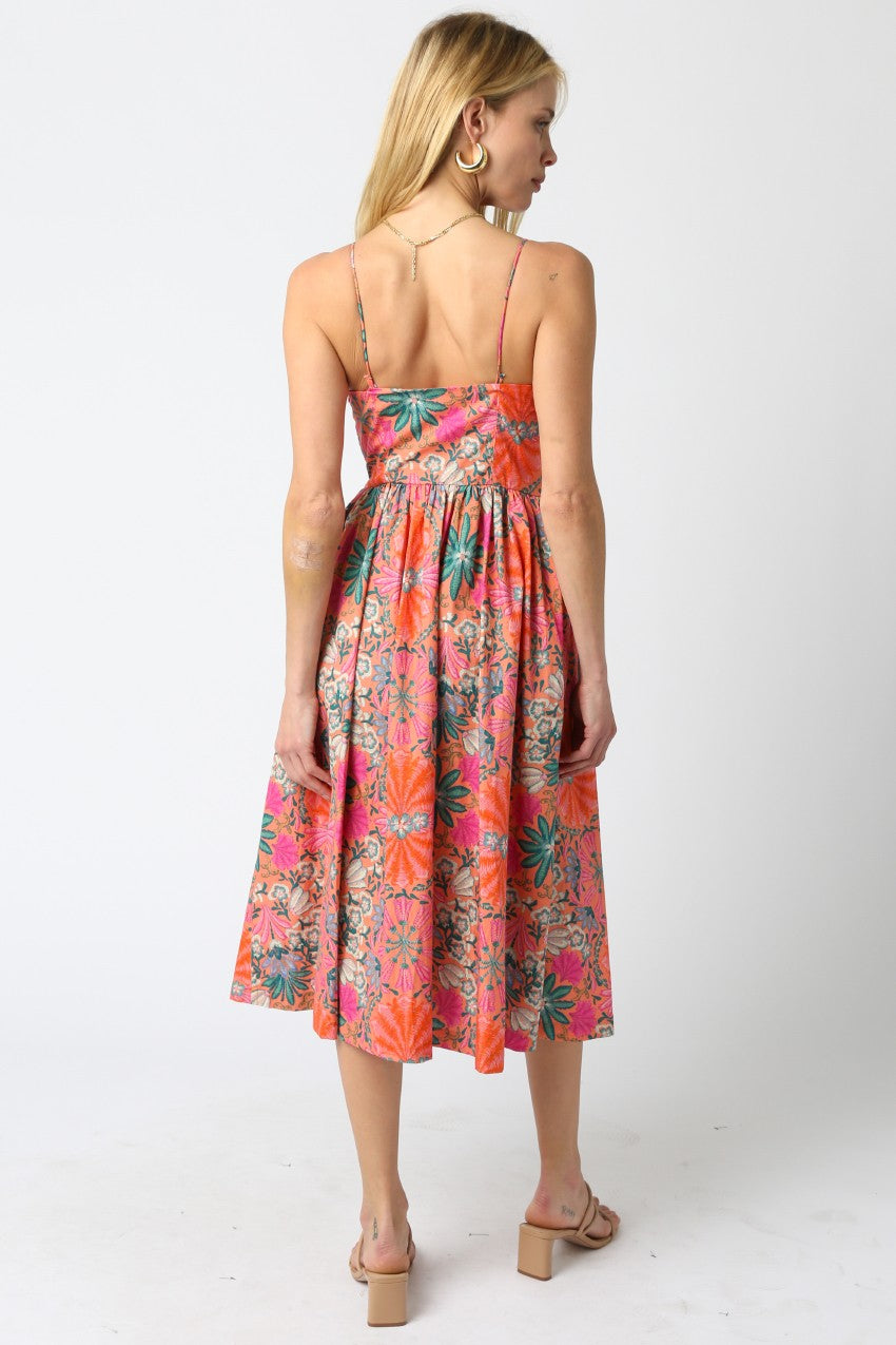 Floral Bustier Midi Dress