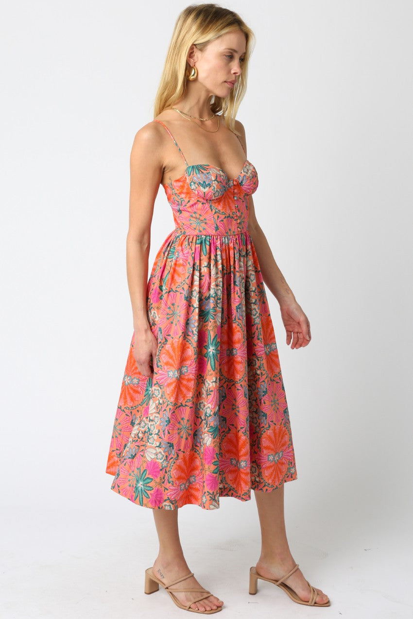 Floral Bustier Midi Dress
