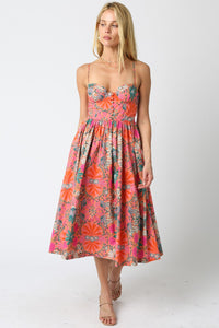 Floral Bustier Midi Dress