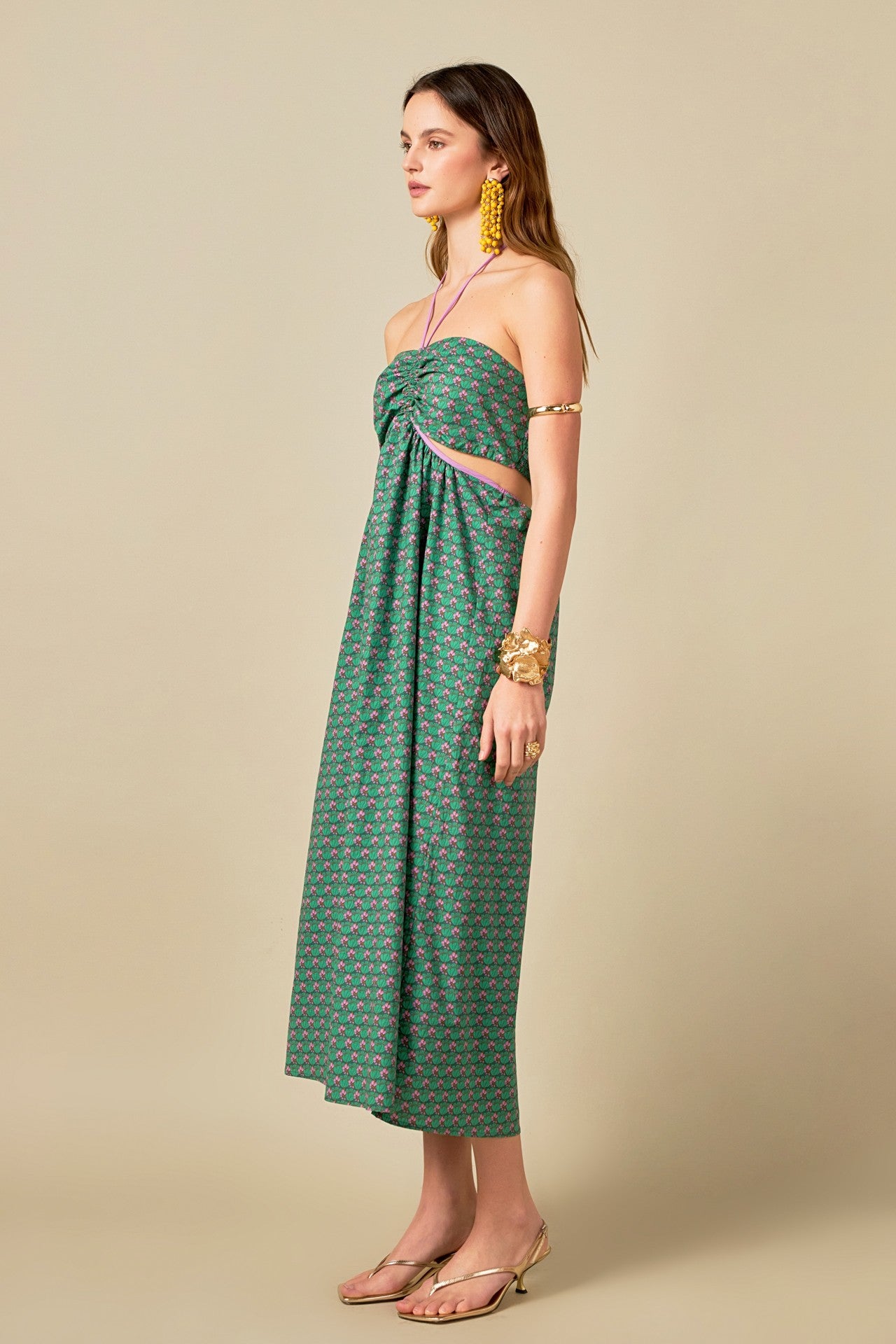 Cutout Floral Halter Dress