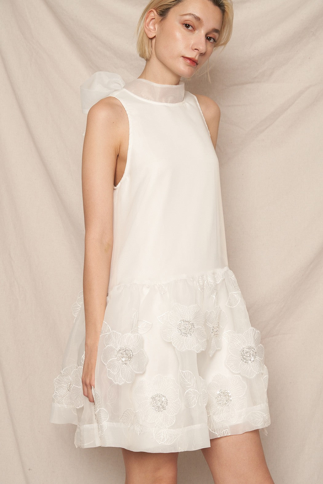 Halter Organza Embellished Dress