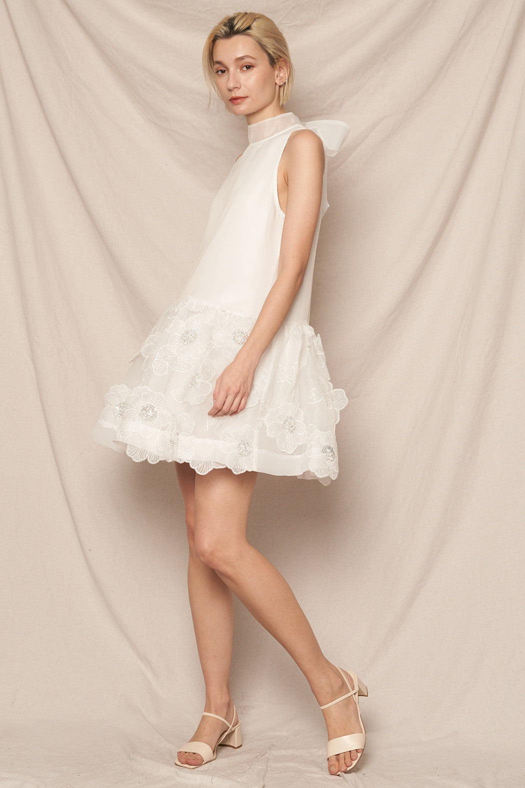 Halter Organza Embellished Dress