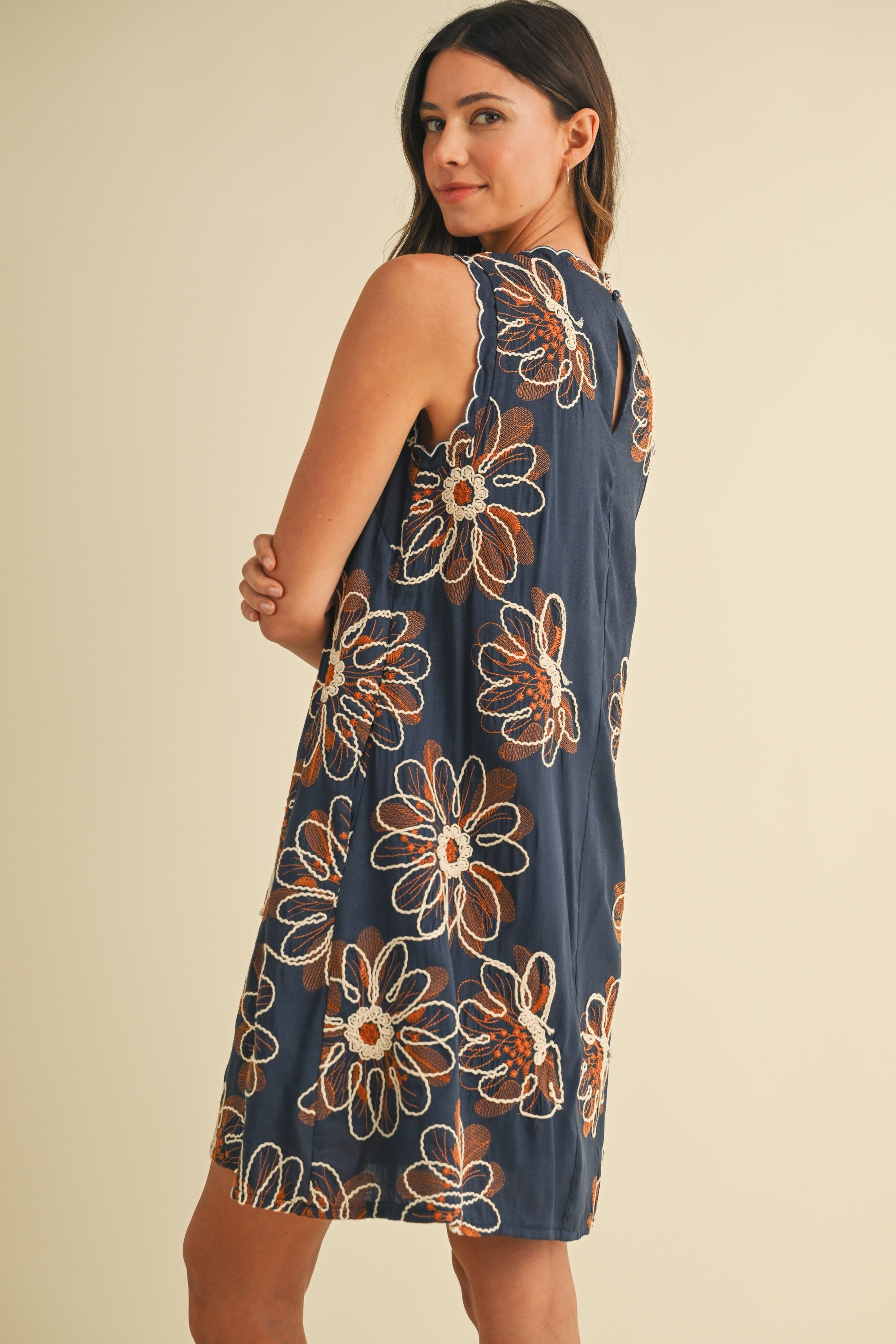 Embroidered A-Line Dress