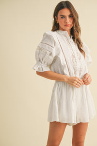 Frill Button-Down Romper