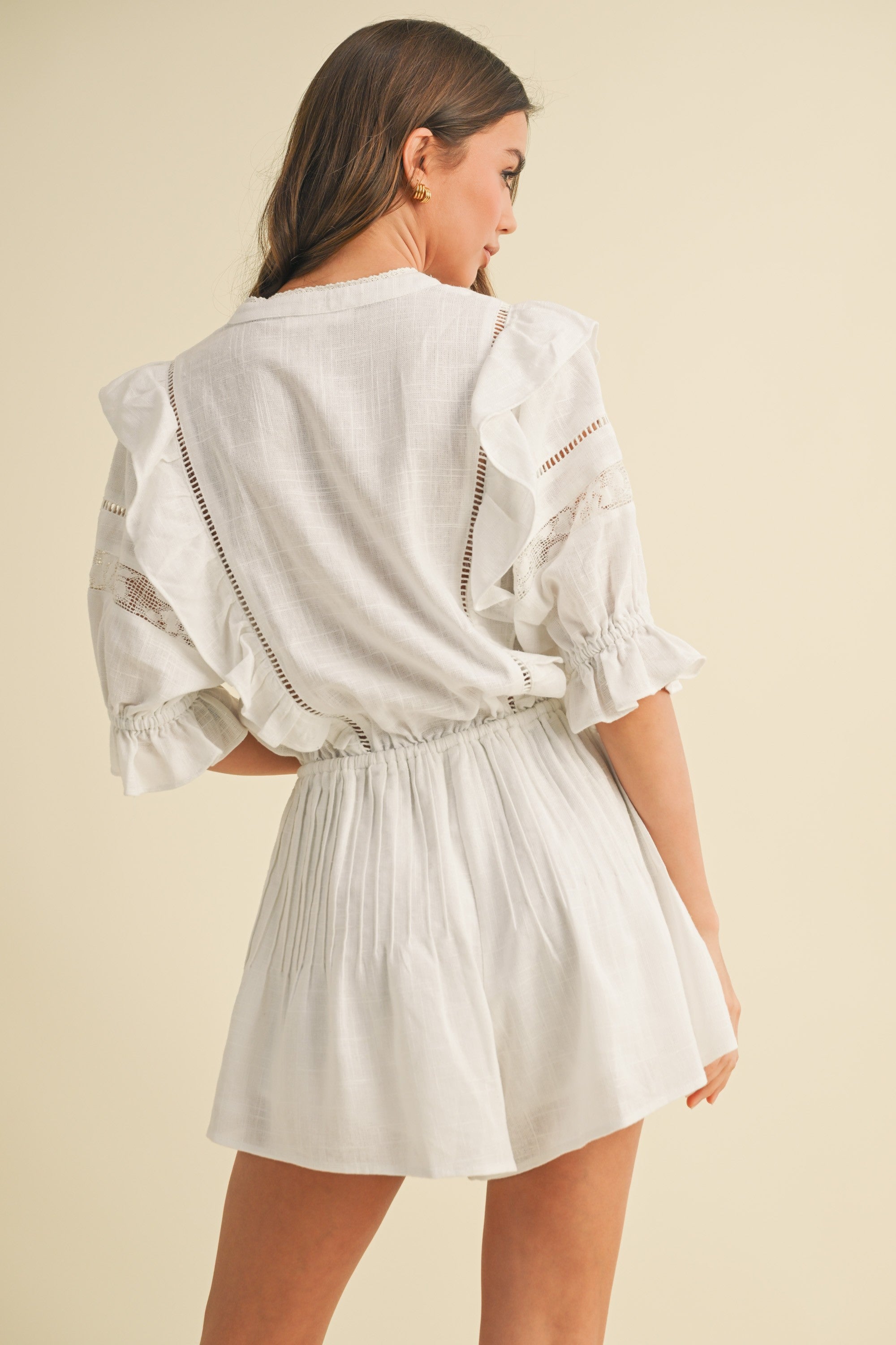 Frill Button-Down Romper