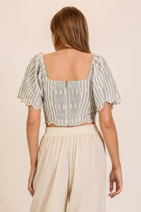 Striped Eyelet Crop Top