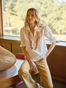 Embroidered Scallop Collar Blouse