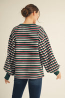 Green/Red Striped Sweatshirt