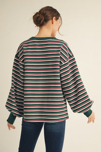 Green/Red Striped Sweatshirt