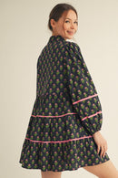 Stamped Floral Tiered Dress