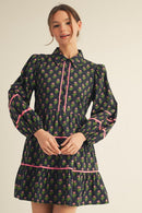 Stamped Floral Tiered Dress