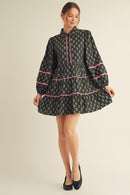 Stamped Floral Tiered Dress