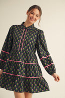 Stamped Floral Tiered Dress