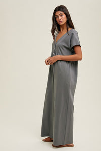 Short Sleeve Knit Jumpsuit