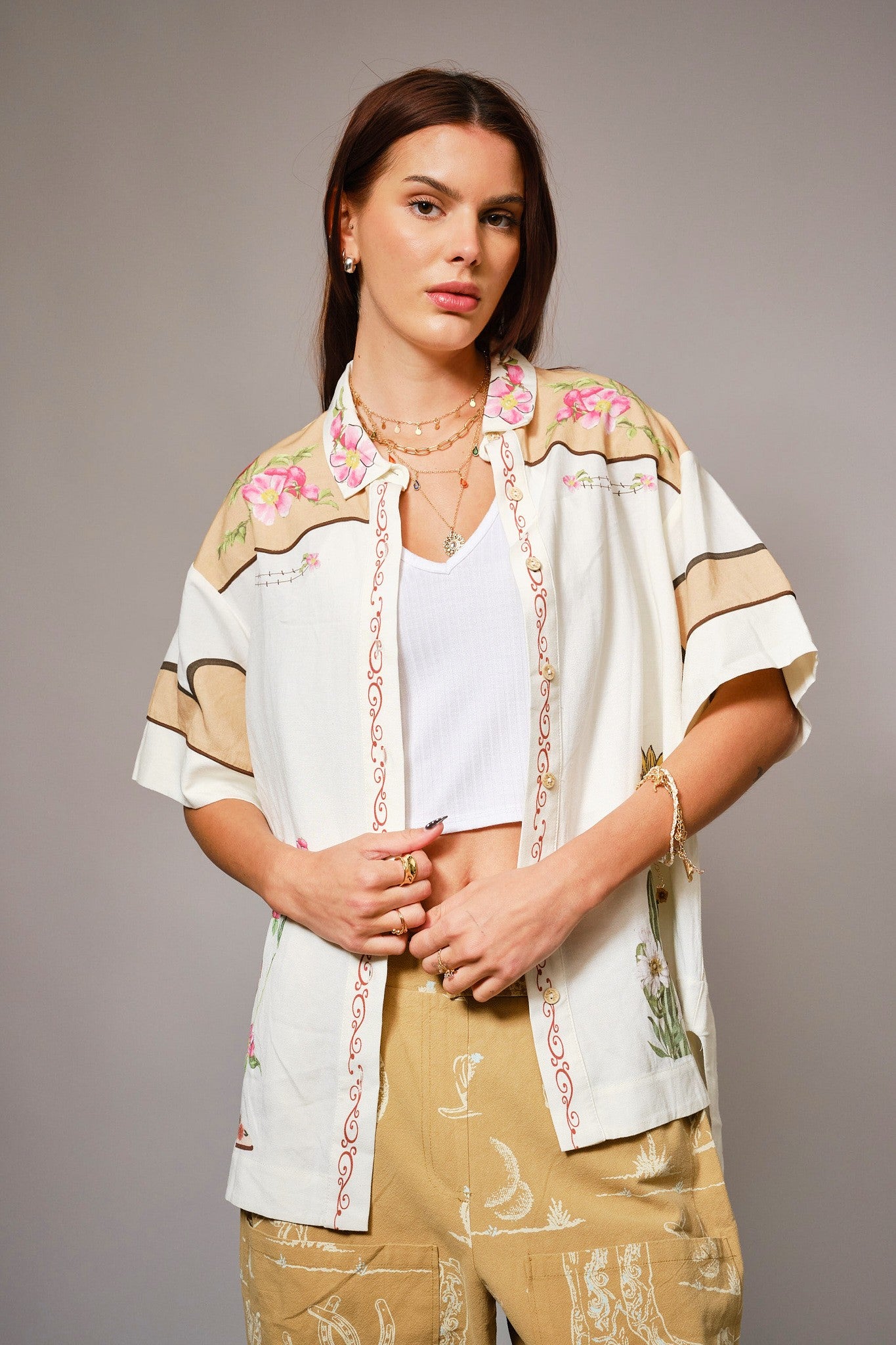 Embroidered Western Yoke Blouse